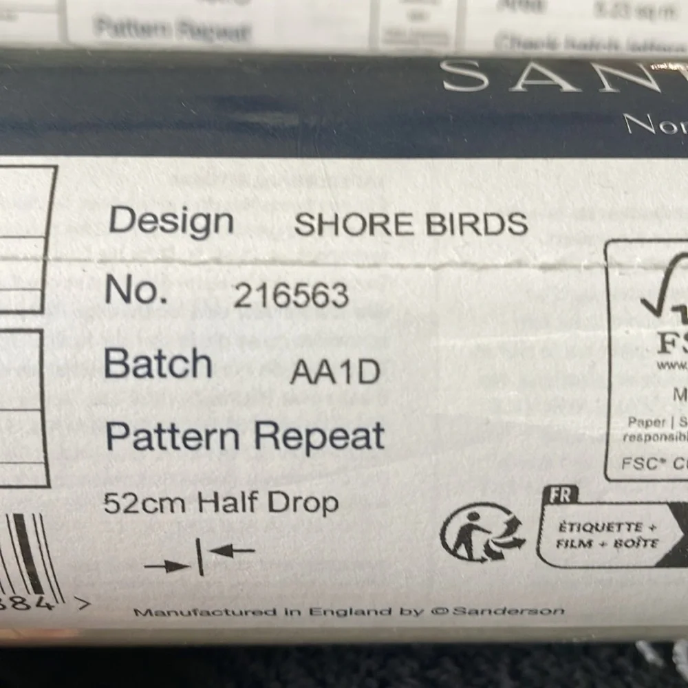 2 Sanderson SHORE BIRDS WALLPAPER rolls in Driftwood